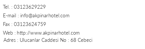 Akpnar Hotel telefon numaralar, faks, e-mail, posta adresi ve iletiim bilgileri